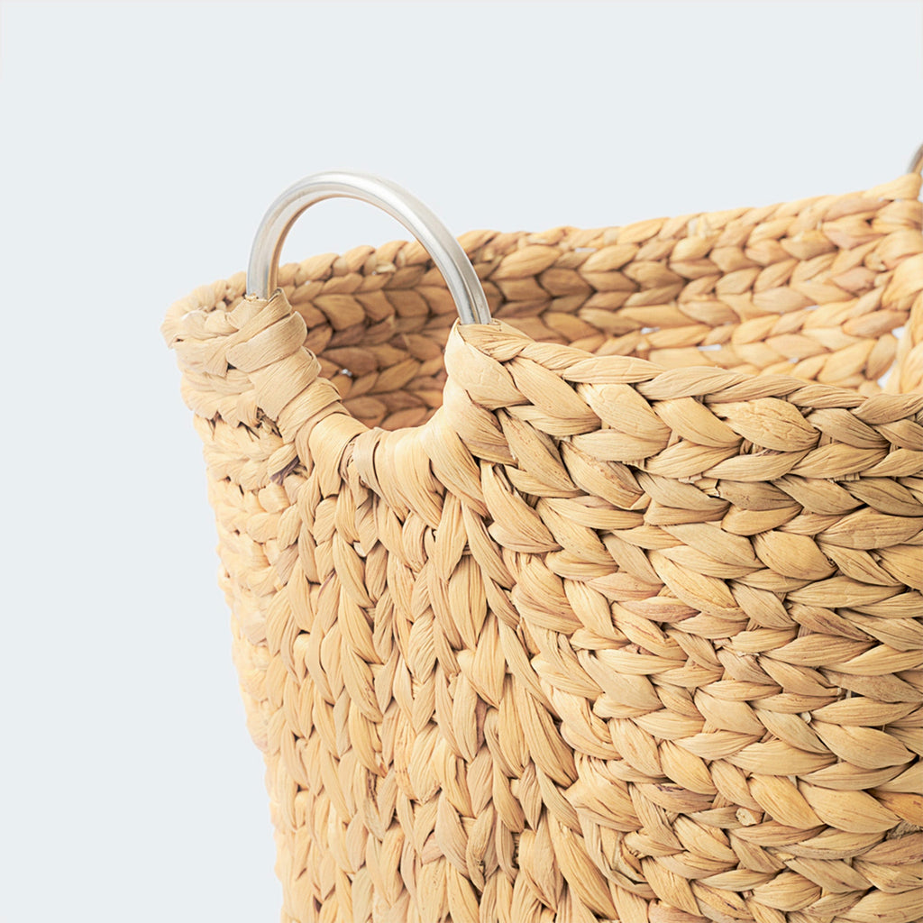 Natural Brown Standing Basket with Handles