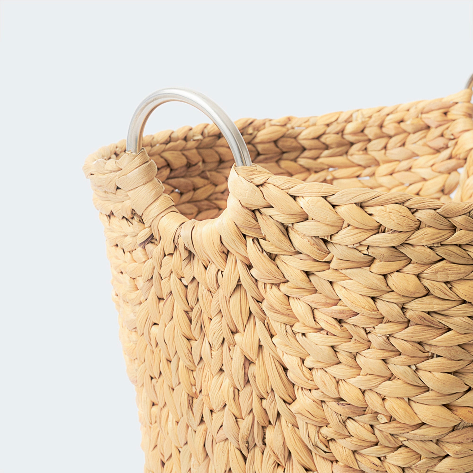 Natural Brown Standing Basket with Handles