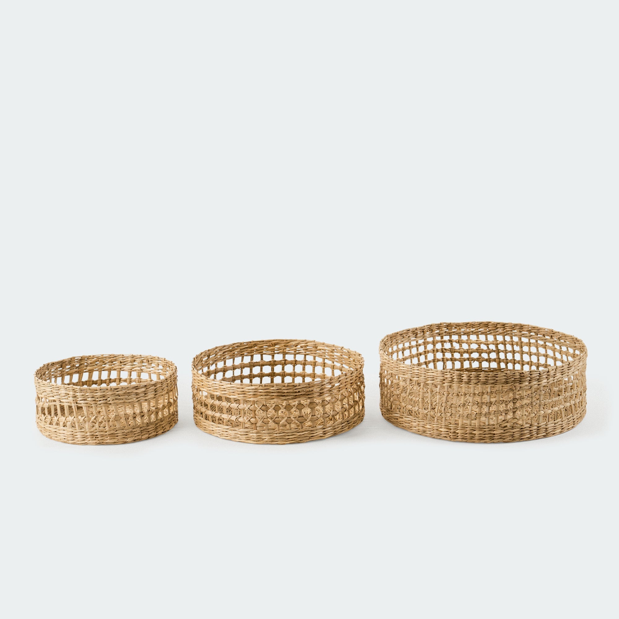 Open Twisted Seagrass Wicker Basket Set of 3