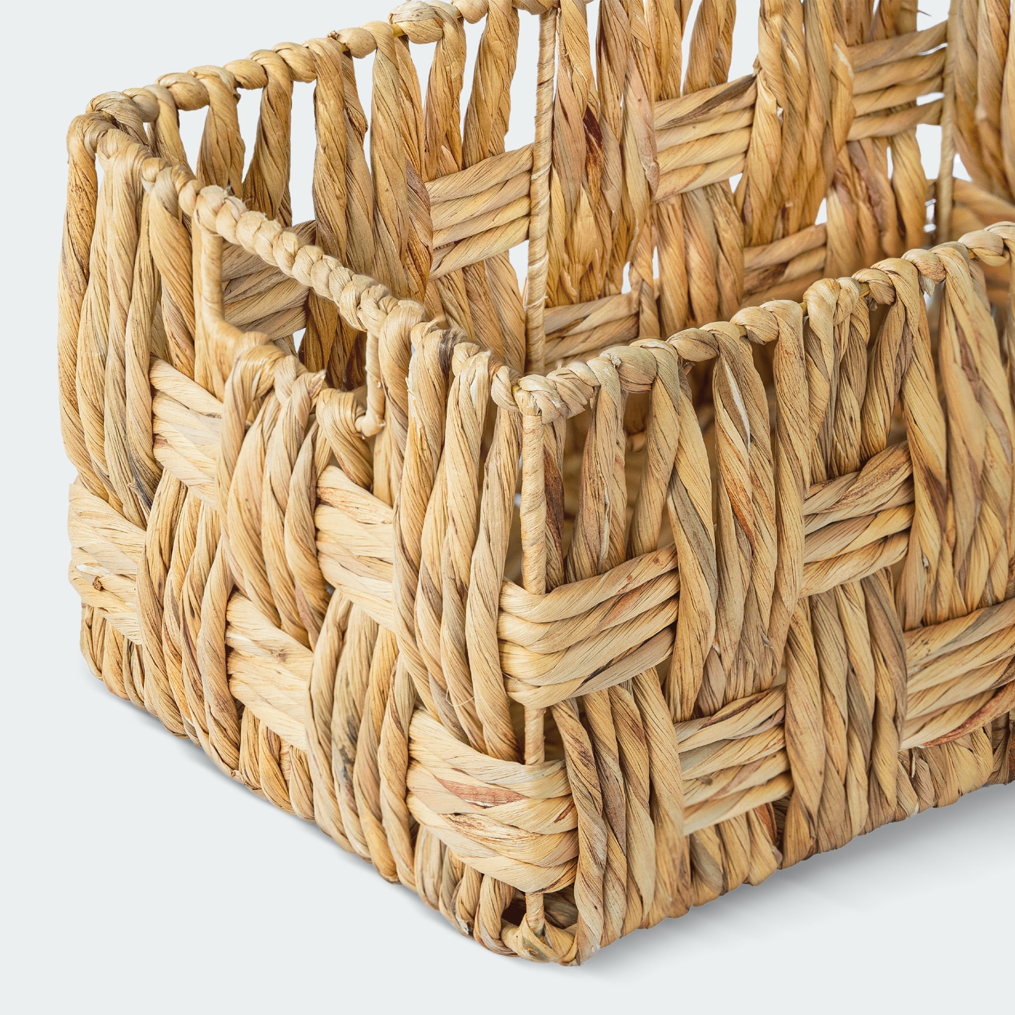 Twisted Rectangular Hyacinth Basket, Set of 2
