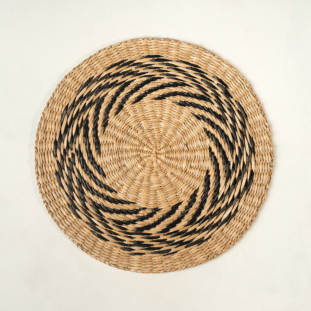 Black Swirl Seagrass Woven Placemat Set Of 6